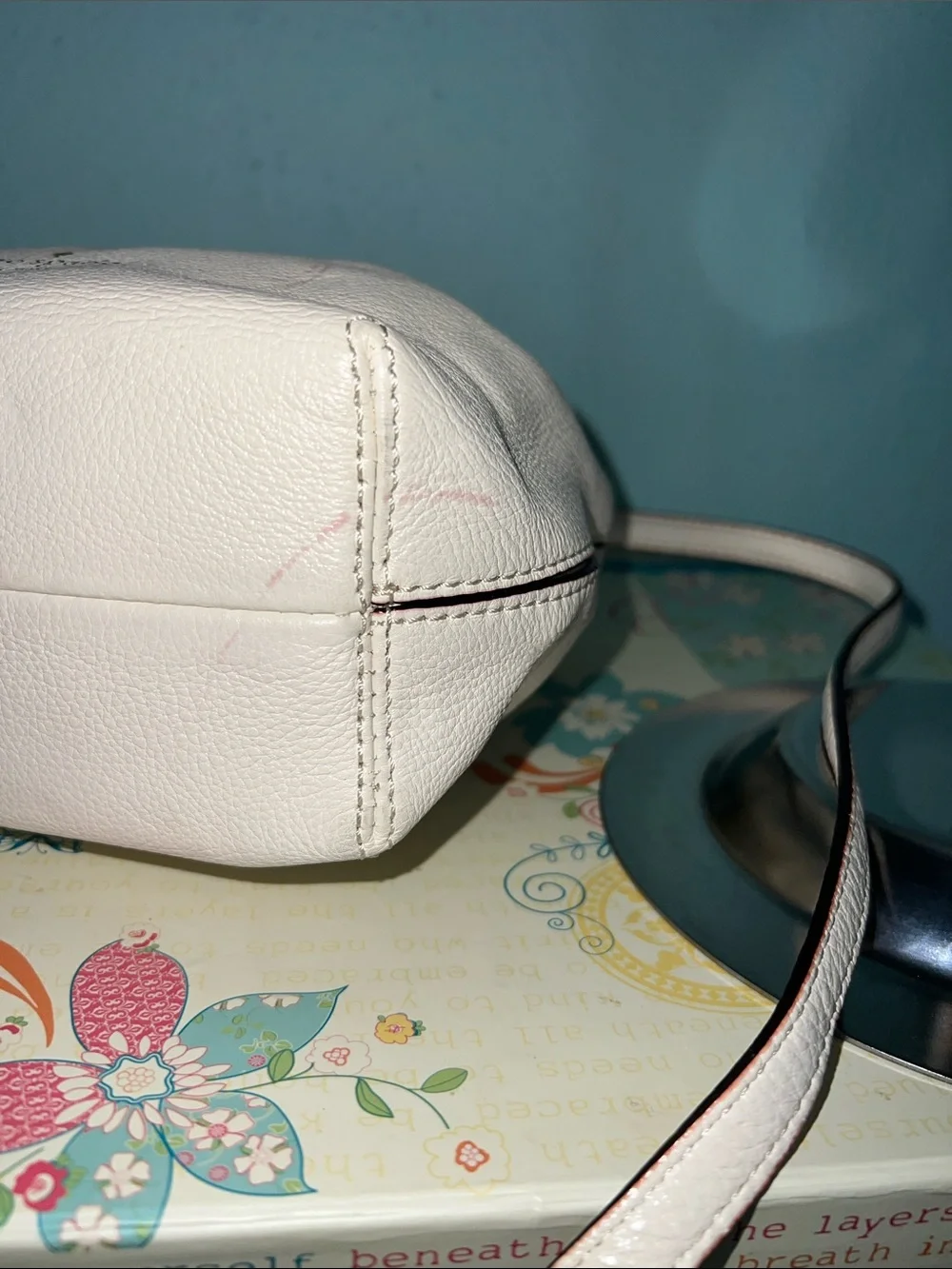 kate spade White Leather Drawstring Bucket Crossbody with Tassels